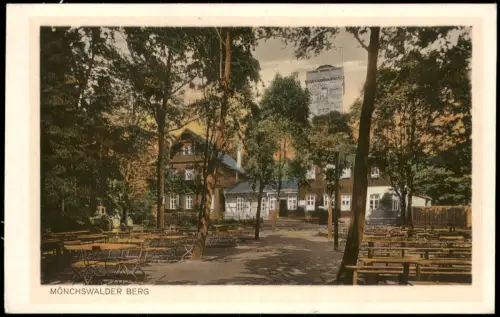 Ansichtskarte Wilthen (Sachsen) Mönchswalder Bergbaude Bänke 1927