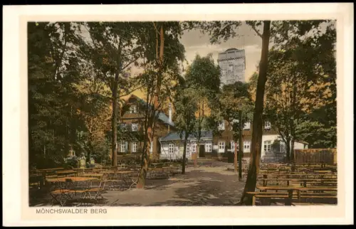 Ansichtskarte Wilthen (Sachsen) Mönchswalder Bergbaude Bänke 1927