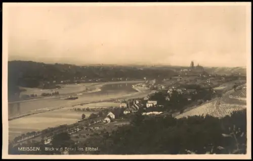 Ansichtskarte Meißen Blick v. d. Bosel ins Elbtal - Weinberge 1929