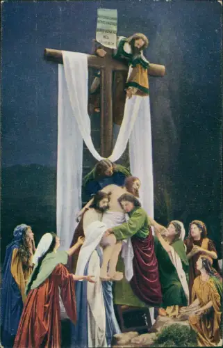 Ansichtskarte Oberammergau Passionsspiele Kreuzabnahme 1913
