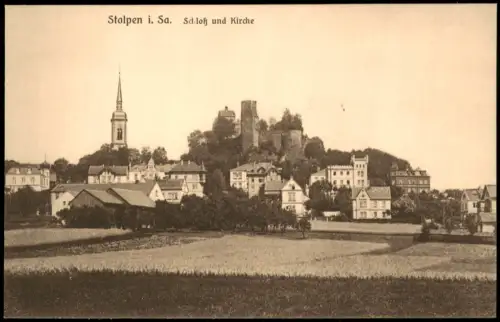 Ansichtskarte Stolpen Schloß und Kirche 1915