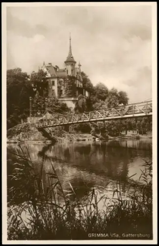 Ansichtskarte Grimma Gattersburg Kettenbrücke - Fotokarte 1927