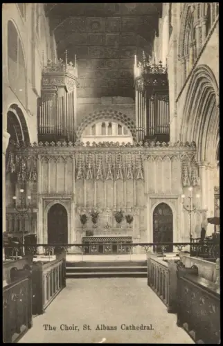 Postcard Saint Albans England The Choir, St. Albans Cathedral 1910
