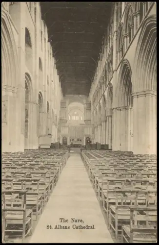 Postcard Saint Albans The Nave, St. Albans Cathedral, England 1910