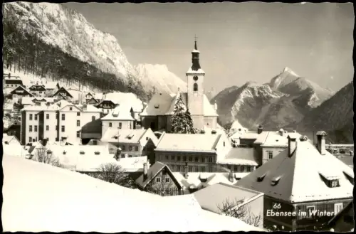 Ansichtskarte Ebensee Panorama Ebensee im Winter 1960