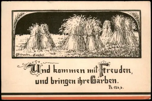 Bethel-Bielefeld Psalm - Antwortkarte an Pastor F. v. Bodelschwingh 1920