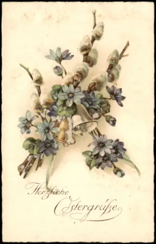 Ansichtskarte  Herzliche Ostergrüße Oster-Grusskarte (Easter, Flowers) 1920
