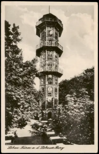 Ansichtskarte Löbau Turm Löbauer Berg 1920   Bahnpost  Zug 677 nach Niederkaina