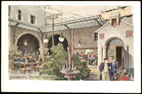 Ansichtskarte Salzburg SALZBURG PETERS KELLER Gasthaus, Künstlerkarte 1900