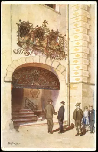 Salzburg Aufgang zum Stieglkeller (Künstlerkarte Fr. Pichler) 1930