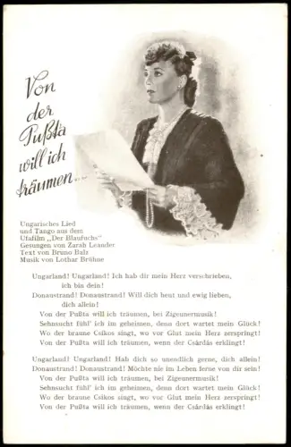 Ungarn Zigeuner Musik Liedkarte "Von der Puẞta will ich träumen" 1940