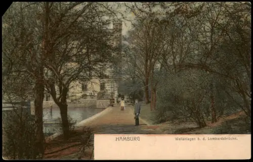 Ansichtskarte Hamburg Wallanlagen b. d. Lombardsbrücke 1913