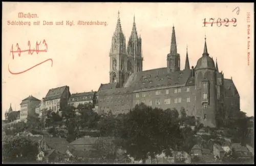 Ansichtskarte Meißen Schloßberg mit Dom und Kgl. Albrechtsburg. 1908