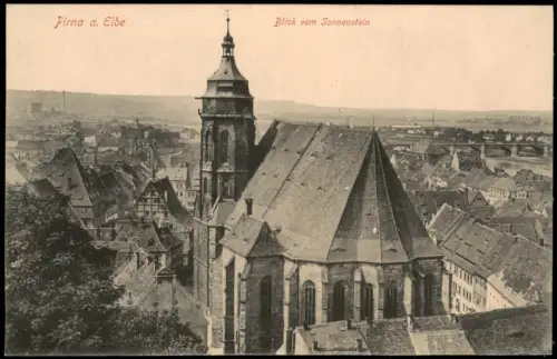 Ansichtskarte Pirna Blick vom Sonnenstein 1915