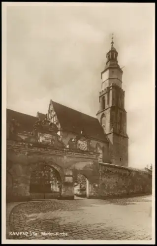 Ansichtskarte Kamenz Kamjenc Hauptkirche Marienkirche Seitenportal 1927