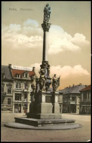 Postcard Brüx Most Pestsäule. Brüxer Zeitung 1912