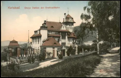 Karlsbad Karlovy Vary Obere Station Drahtseilbahn, Helenenhof 1909