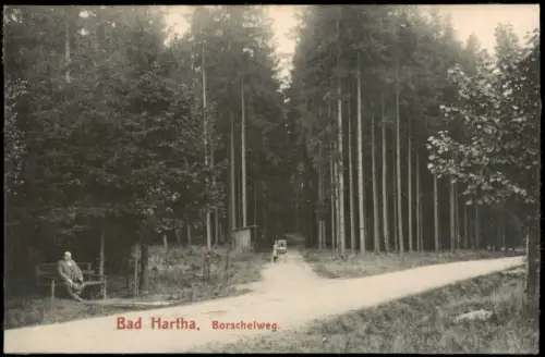 Ansichtskarte Kurort Hartha-Tharandt Borschelweg. Mann auf Bank 1912