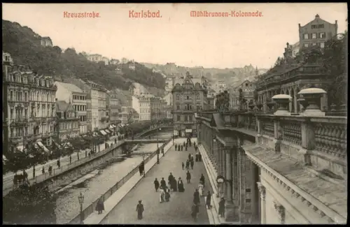 Postcard Karlsbad Karlovy Vary Mühlbrunnen-Kolonnade. 1909