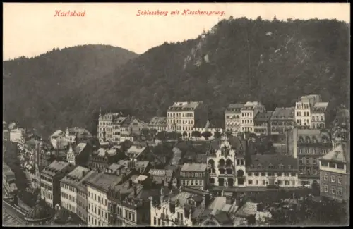 Postcard Karlsbad Karlovy Vary Schlossberg mit Hirschensprung. 1909