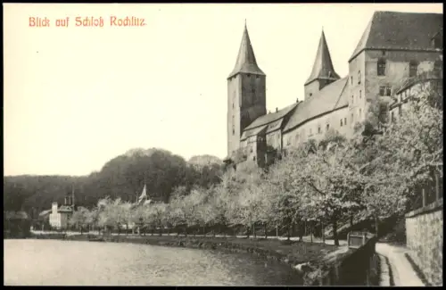 Ansichtskarte Rochlitz Schloss und Flusspartie 1909