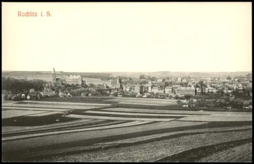 Ansichtskarte Rochlitz Blick über die Felder auf die Stadt 1909