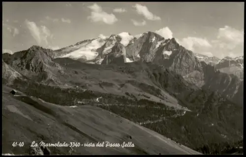 .Trentino-Südtirol La marmolada viata dal Passo Sella Dolomiten 1950
