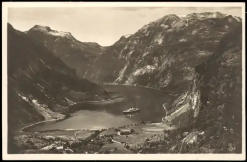 Geiranger Panorama-Ansicht Utsigt over Geirangerfjorden Fjord Norge 1925