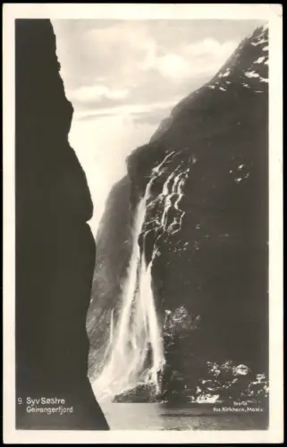 Geiranger Umland-Ansicht Syv Søstre Geirangerfjord Wasserfall Waterfall 1920