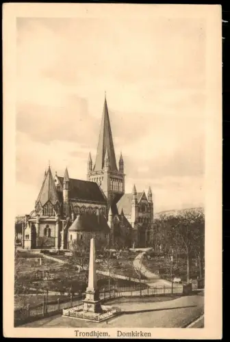 Postcard Trondheim Trondheim Trondhjem Domkirken Kirche 1910