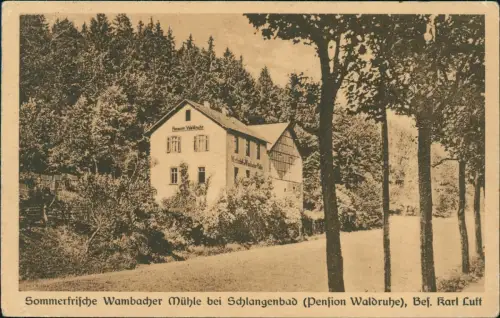 Schlangenbad Pension Waldruhe Wambacher Mühle bei Schlangenbad 1922