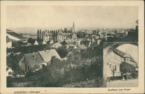 Ansichtskarte Kiedrich Panorama-Ansicht mit Gasthaus zum Engel 1922