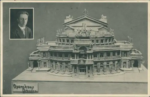 Dresden Opernhaus als Kunstwerk Bernhard Lange mit Klebestoff "Blufajo" 1920