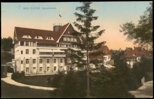 Ansichtskarte Bad Elster Sanatorium - Rückseite colorierte AK 1909