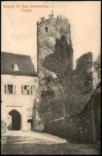 Scharfenstein-Drebach (Erzgebirge) Eingang zur Burg Scharfenstein 1909