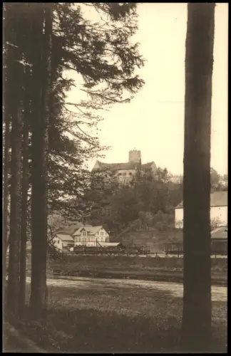 Scharfenstein-Drebach (Erzgebirge) Bahnhof und Schloss Scharfenstein 1909