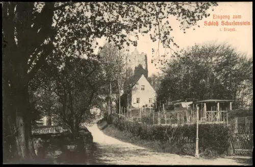 Scharfenstein-Drebach (Erzgebirge) Straße zum Schloß Scharfenstein 1909