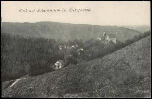 Scharfenstein-Drebach (Erzgebirge) Blick auf Scharfenstein im Zschopautale 1909
