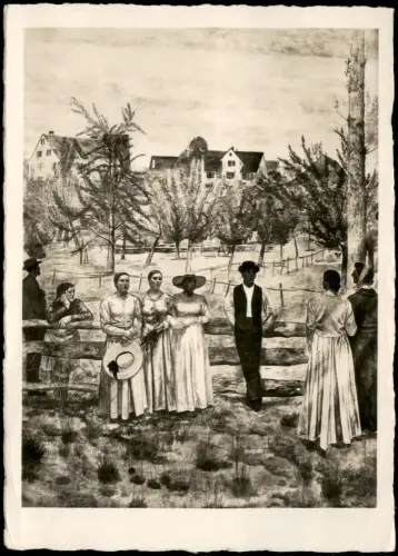 Künstlerkarte von Gemälde 'O mein Heimatland' von Paul Bodmer 1939