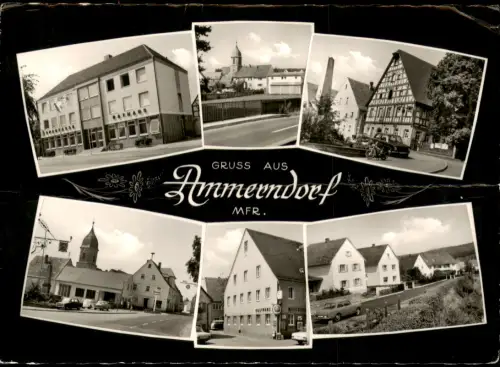 Ammerndorf Mehrbildkarte mit Rathaus, Kirche und Gasthaus Alte Giel 1976