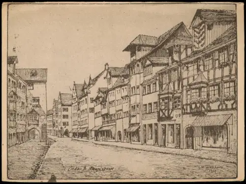 Ansichtskarte Lindau (Bodensee) Hauptstraße mit Fachwerkhäusern 1941
