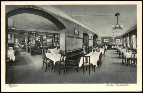 Ansichtskarte Meißen Idelers Gaststätte - Bar Theke - Räume 1928
