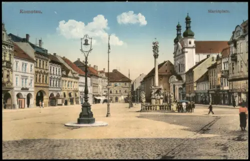 Postcard Komotau Chomutov Marktplatz 1912