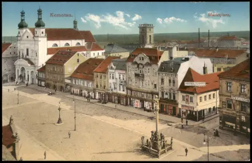 Postcard Komotau Chomutov Marktplatz Fabrikanlage 1912