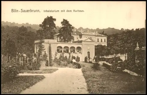 Bad Sauerbrunn-Bilin Lázně Kyselka Bílina Inhalatorium mit dem Kurhaus. 1912