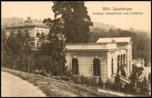 Sauerbrunn-Bilin Lázně Kyselka Bílina Kurhaus Inhalatorium und Trinkhalle. 1912