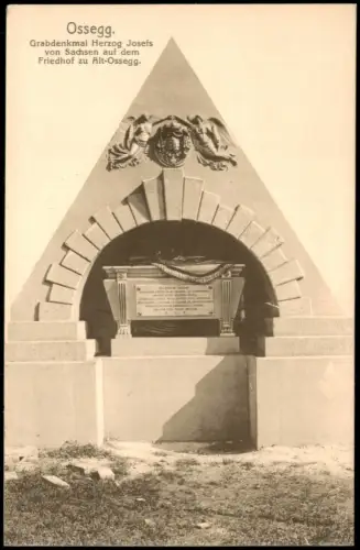 Postcard Osek Ossegg Grabdenkmal Herzog von Sachsen Friedhof 1912