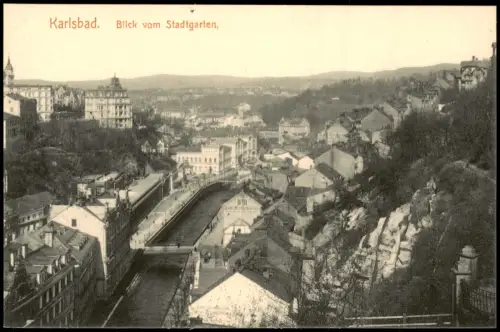 Postcard Karlsbad Karlovy Vary Blick vom Stadtgarten. 1912