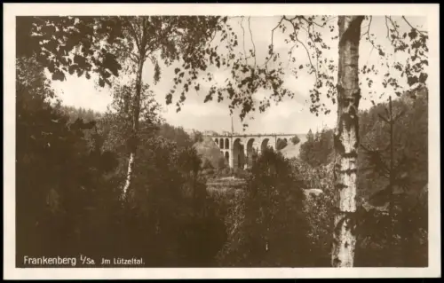 Ansichtskarte Frankenberg (Sachsen) Lützeltal Viadukt - Fotokarte 1928