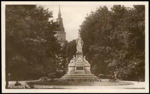 Ansichtskarte Frankenberg (Sachsen) Kriegerdenkmal Fotokarte 1928